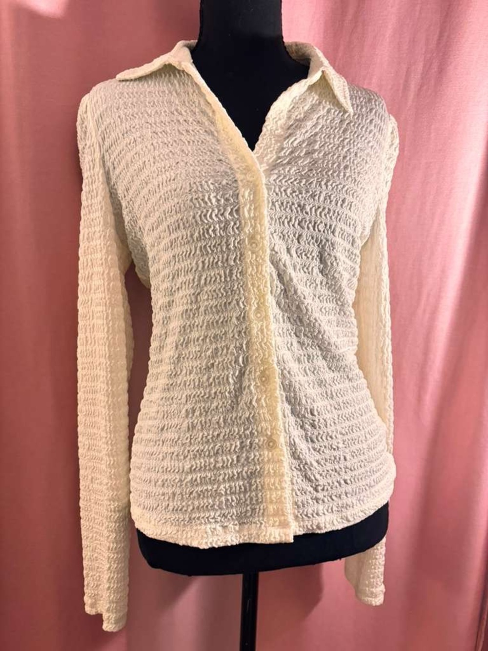 Philosophy Cream Button-Up Textured Knit Cardigan